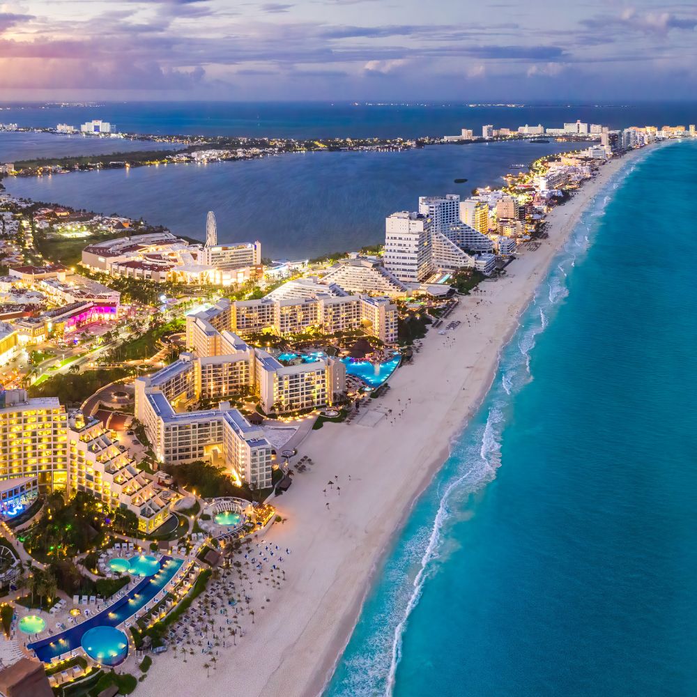 Cancun Hotel Zone at Sunset